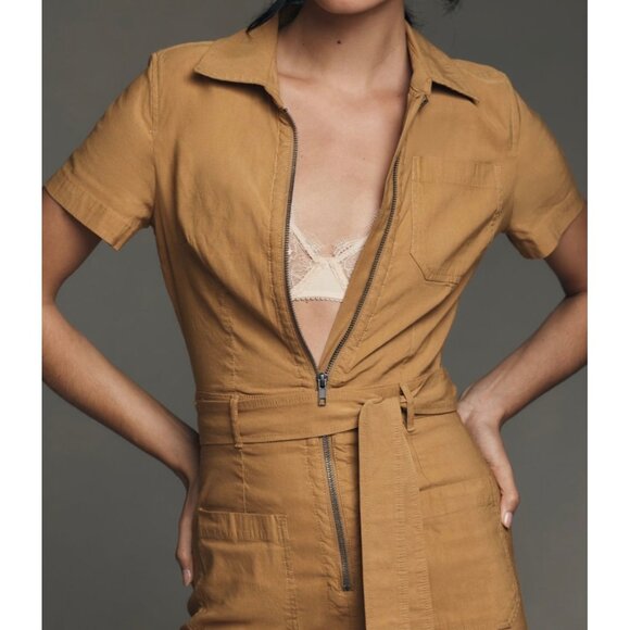 Maeve Anthropologie The Colette Weekend Jumpsuit Size 16 Tall Honey - Picture 4 of 6